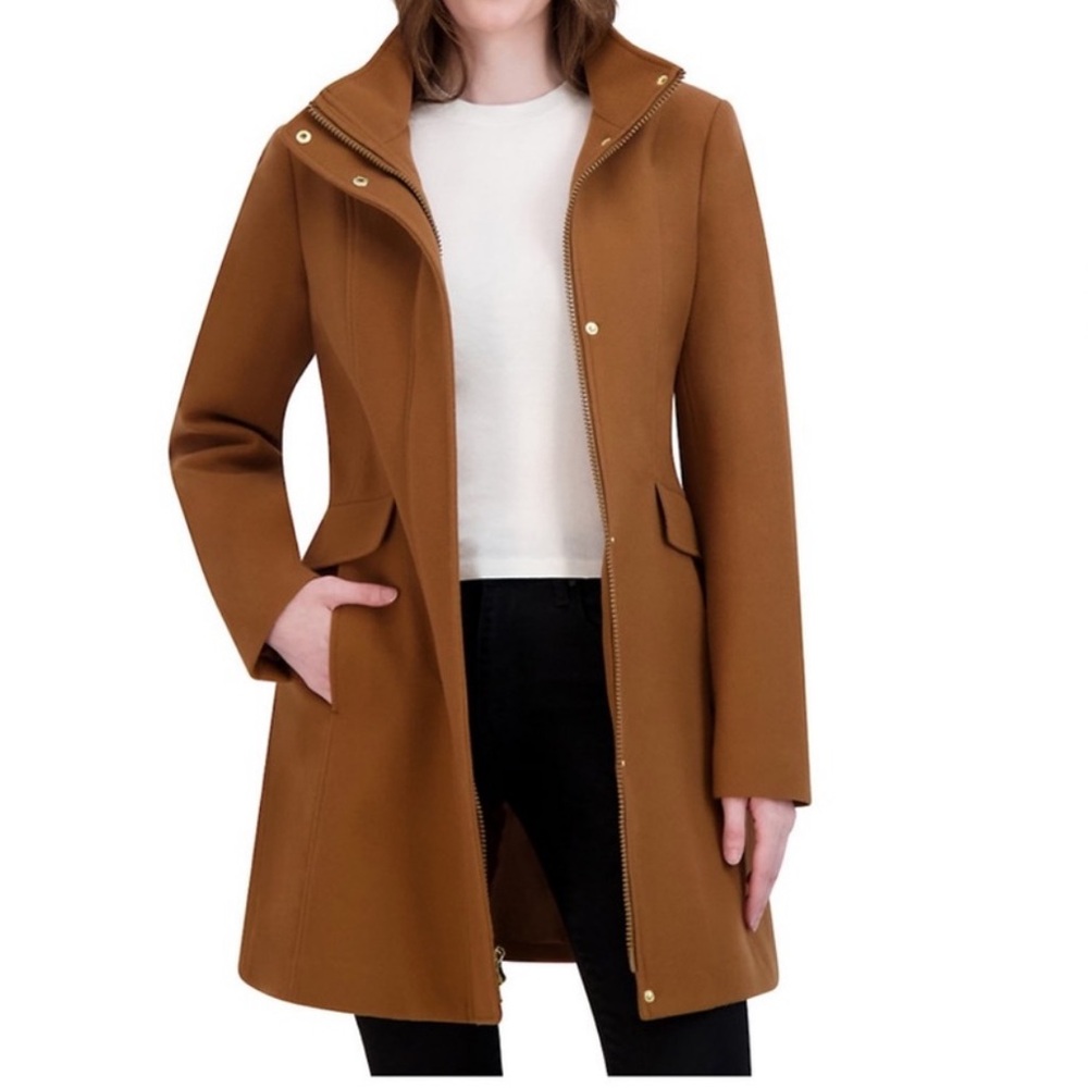 Women's Black Faux Wool Belted Coat - Picture 4 of 7